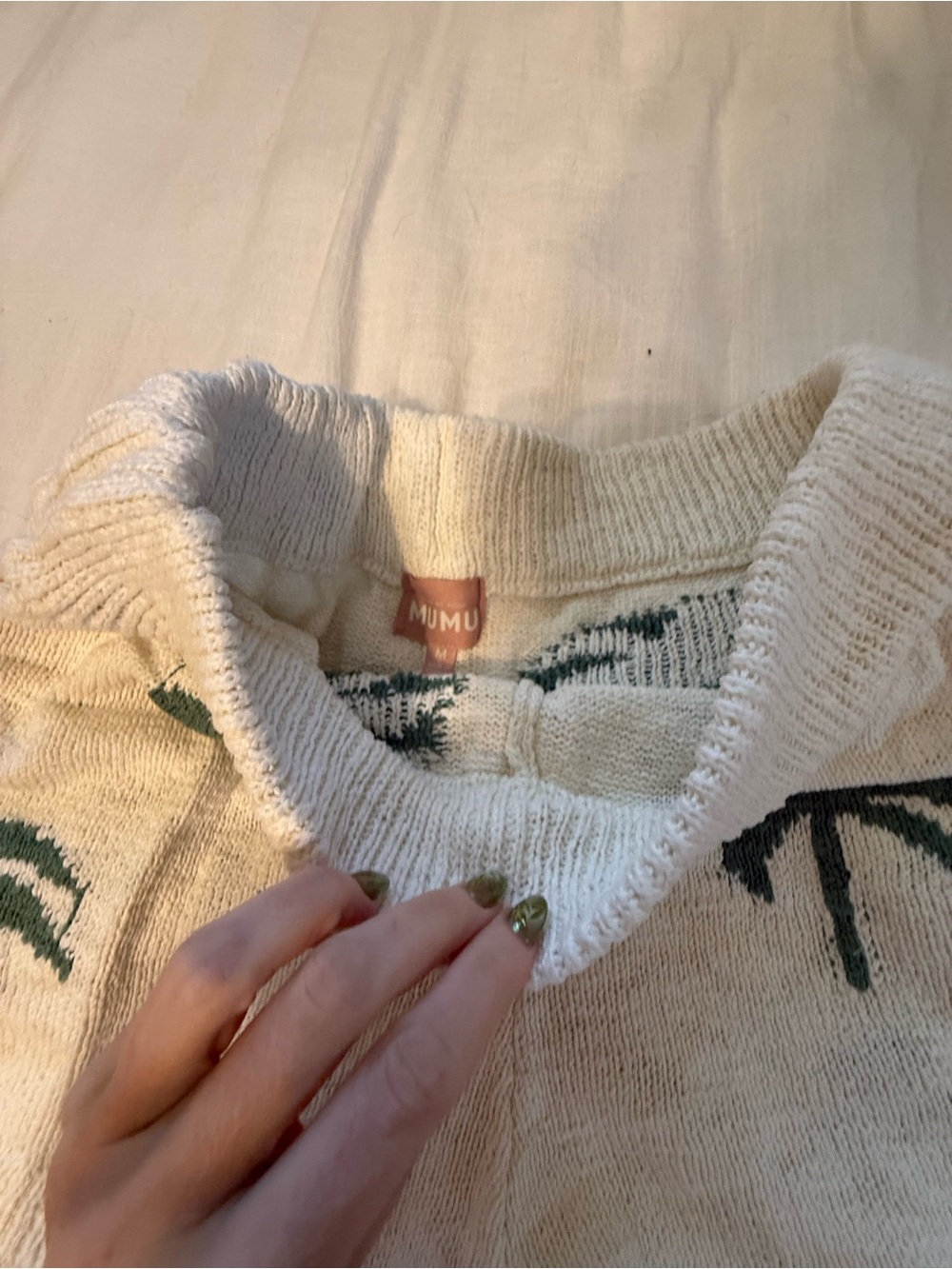 Show Me Your MuMu Cream Knit Palm Tree Shorts - Picture 2 of 3